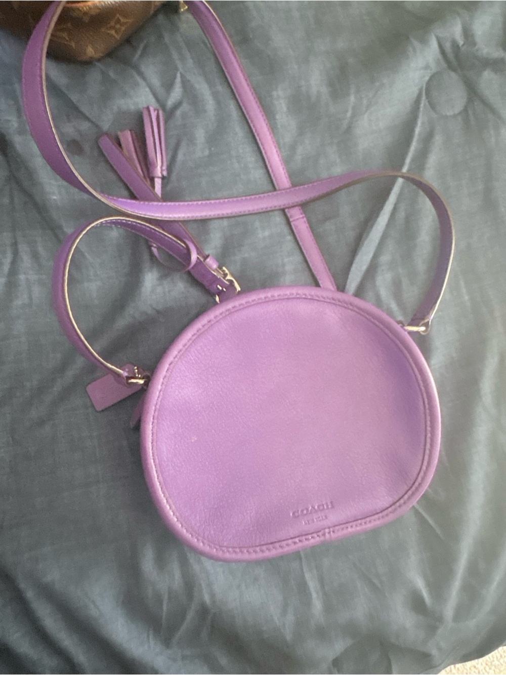 COACH Canteen Lavender Round Leather Crossbody Bag